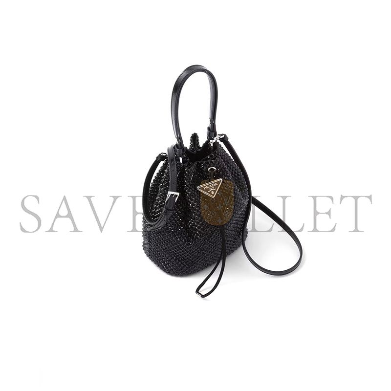 Pra*a satin mini-bag with crystals 1be067 (19.5*15.5*10cm)
